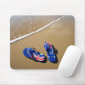 Australische vlag op strand | Zuid-Wales Muismat (Met muis)