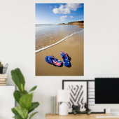 Australische vlag op strand | Zuid-Wales Poster (Thuiskantoor)
