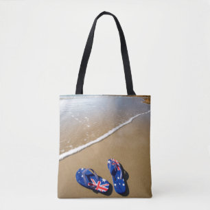 Australische vlag op strand   Zuid-Wales Tote Bag