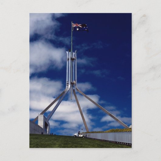 Australische vlag, parlementsgebouw, Canberra, Oos Briefkaart (Voorkant)