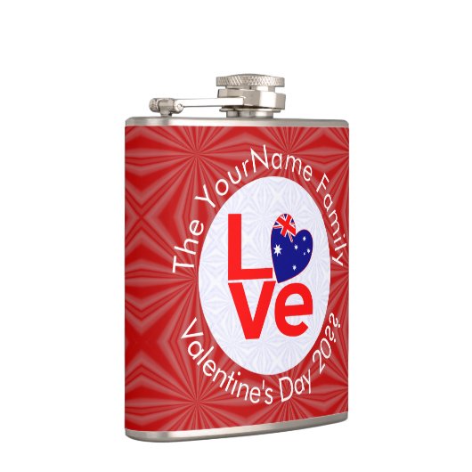 Australische vlag rode letters liefde vlag geperso heupfles (Rechts)