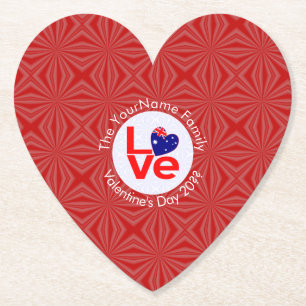 Australische vlag rode letters liefde vlag geperso kartonnen onderzetters