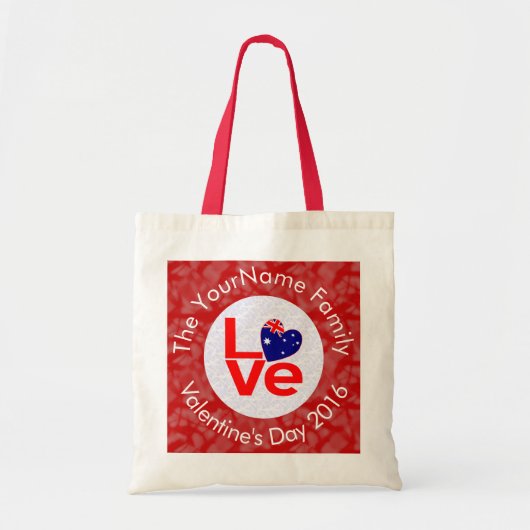 Australische vlag rode letters liefde vlag geperso tote bag (Voorkant)