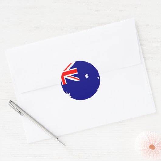 Australische vlag ronde sticker (Envelop)