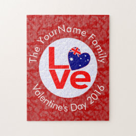 Australische Vlag Rood Letters LIEFDE Wit op Rood Legpuzzel