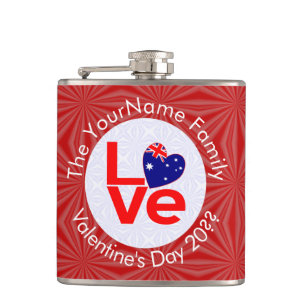 Australische Vlag Rood Letters LOVE Vlag Gepersona Heupfles