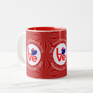 Australische Vlag Rood Letters LOVE Vlag Persoonli Tweekleurige Koffiemok