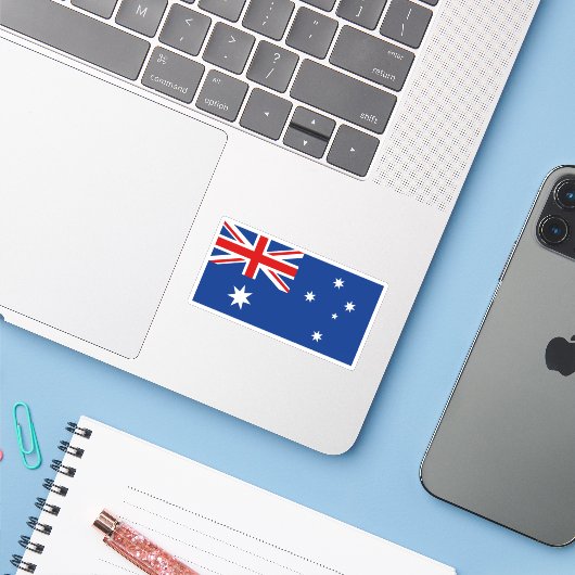 Australische vlag sticker (Laptop met iPhone)