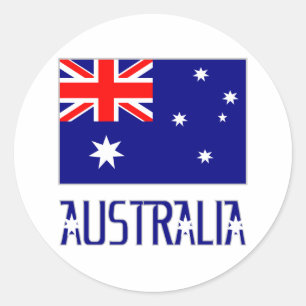 Australische vlag & woord ronde sticker
