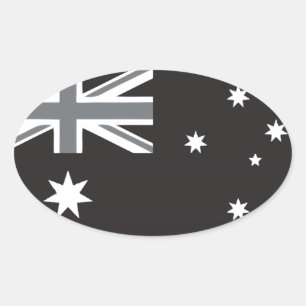 Australische vlag Zwart-wit Ovale Sticker