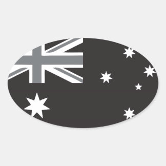 Australische vlag Zwart-wit Ovale Sticker