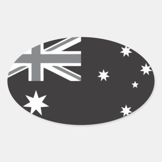 Australische vlag Zwart-wit Ovale Sticker (Voorkant)