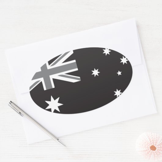 Australische vlag Zwart-wit Ovale Sticker (Envelop)