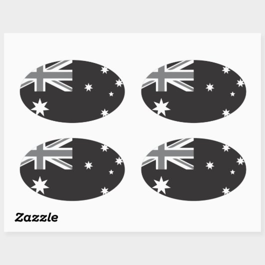 Australische vlag Zwart-wit Ovale Sticker (Vel)