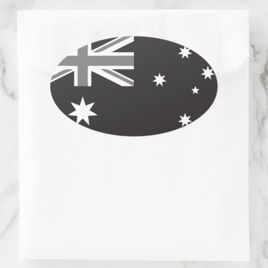 Australische vlag Zwart-wit Ovale Sticker (Tas)