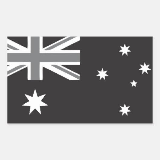 Australische vlag Zwart-wit Rechthoekige Sticker (Voorkant)