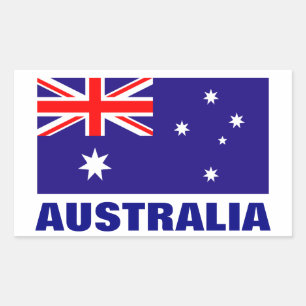 Australische vlagstickers personaliseerbare teks rechthoekige sticker