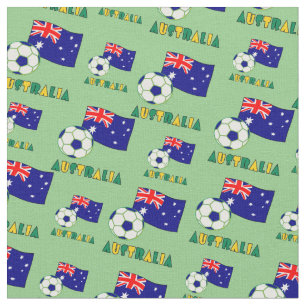 Australische Voetbal en Vlag Groene Achtergrond Stof