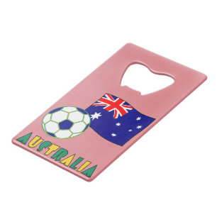 Australische Voetbal en Vlag Roze Achtergrond Creditkaart Flessenopener