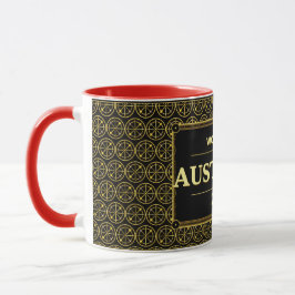 Australische Voetbalfan 2026 Zwart Goud Luxe Mok