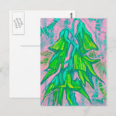 Australische vogelbloem, tropisch Floral groen roz Briefkaart (Voorkant / Achterkant)