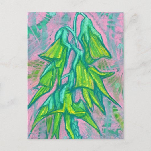 Australische vogelbloem, tropisch Floral groen roz Briefkaart (Voorkant)