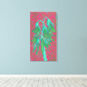 Australische vogelbloem, tropisch Floral groen roz Canvas Afdruk (Insitu (Houten vloer))