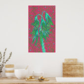 Australische vogelbloem, tropisch Floral groen roz Poster (Keuken)