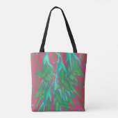 Australische vogelbloem, tropisch Floral groen roz Tote Bag (Achterkant)