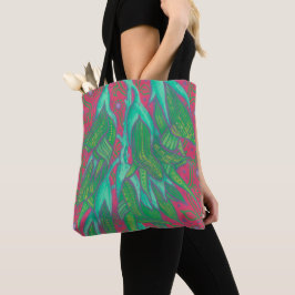Australische vogelbloem, tropisch Floral groen roz Tote Bag