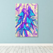 Australische vogelbloem, tropische Floral Turquois Canvas Afdruk (Insitu (Houten vloer))