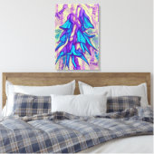 Australische vogelbloem, tropische Floral Turquois Canvas Afdruk (Insitu (Slaapkamer))