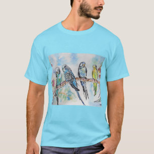 Australische vogels Budgie-watercolor kunst sleute T-shirt