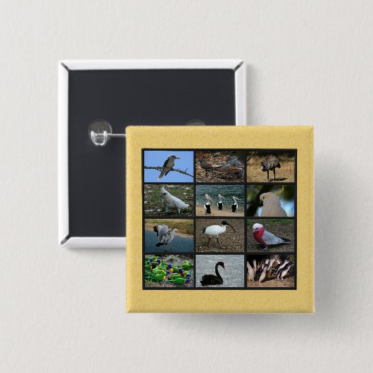 Australische vogels vierkante button 5,1 cm (Voorkant /achterkant)