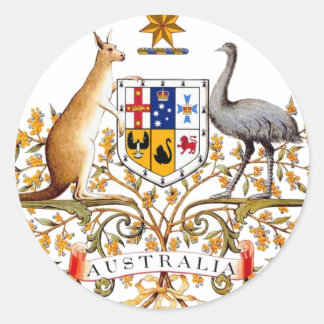Australische wapenmantel ronde sticker