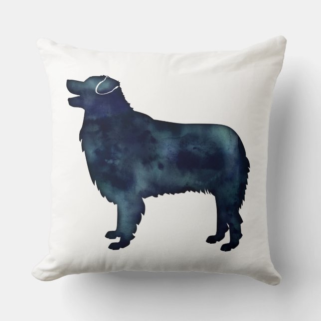 Australische Waterverf Shepherd Black Silhouette Kussen (Voorkant)