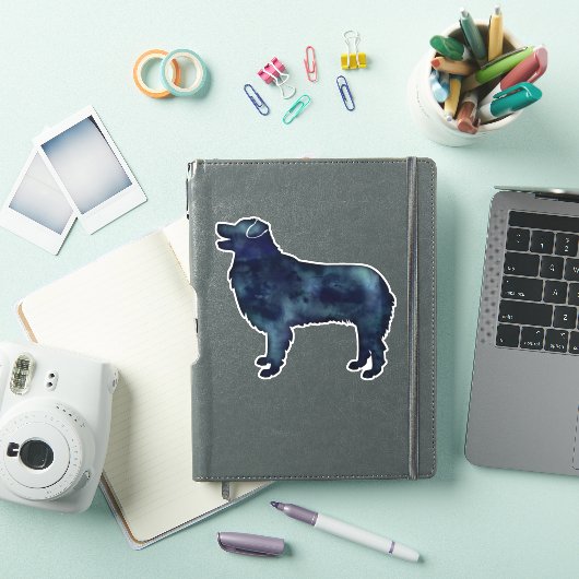 Australische Waterverf Shepherd Black Silhouette Sticker (iPad Cover)