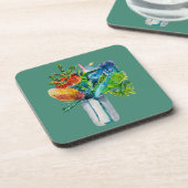 Australische waterverf van bloemen bier onderzetter (Linkerzijde)