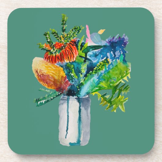 Australische waterverf van bloemen bier onderzetter (Voorkant)