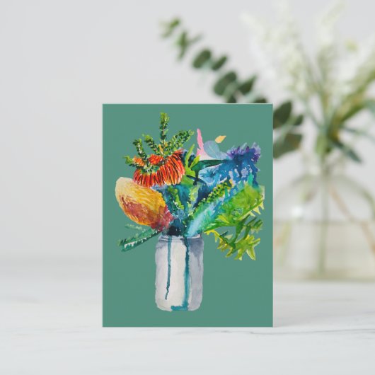 Australische waterverf van bloemen briefkaart (Staand voorkant)