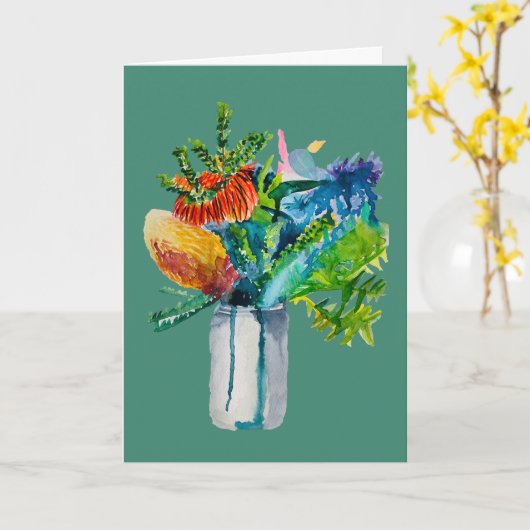 Australische waterverf van bloemen kaart (Gele Bloem)