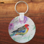 Australische Waterverf van vogelpest Rosella Parro Sleutelhanger (Achterkant)