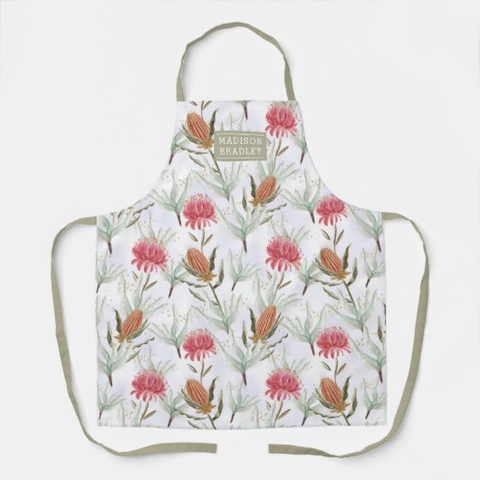 Australische Waterverf Wild Flowers gepersonalisee Schort (Voorkant)