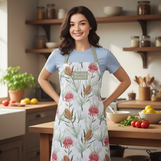 Australische Waterverf Wild Flowers gepersonalisee Schort