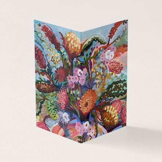 Australische wilde bloemen in vase-Kaart Kaart (Buitenkant)