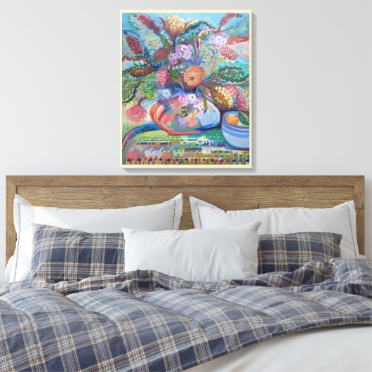 Australische wilde bloemen leven nog canvas afdruk (Insitu (Slaapkamer))