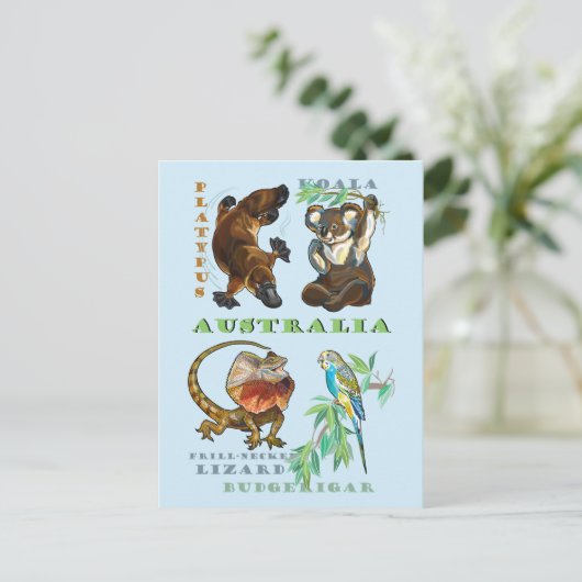 Australische wilde dieren briefkaart (Staand voorkant)