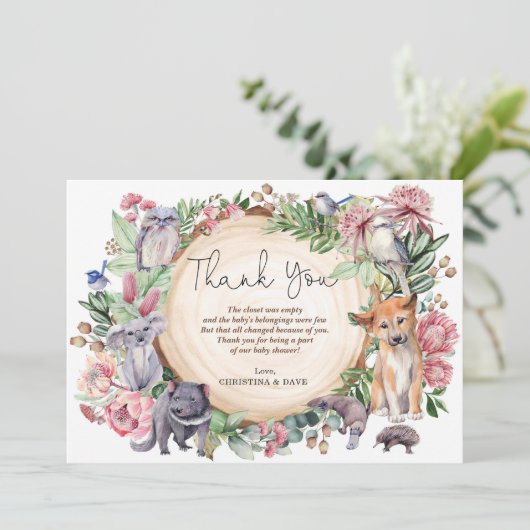 Australische Wildlife inheemse dieren groen bloeme Bedankkaart (Staand voorkant)