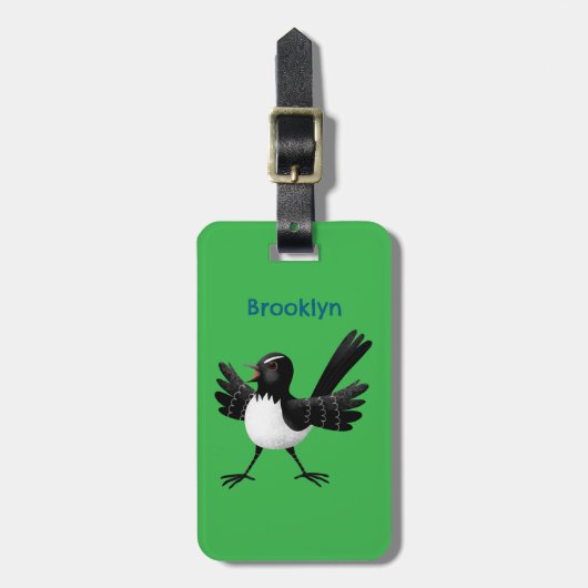 Australische Willie Wagtail-cartoon Bagagelabel (Voorkant verticaal)
