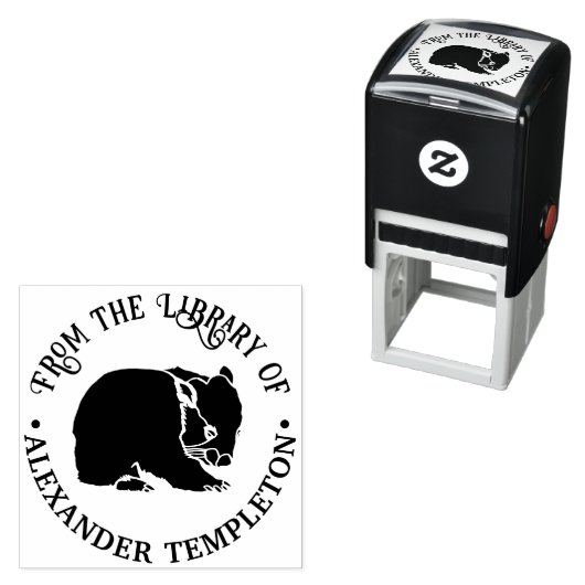Australische Wombat Silhouet Bibliotheek Boek Naam Zelfinktende Stempel (In situ)